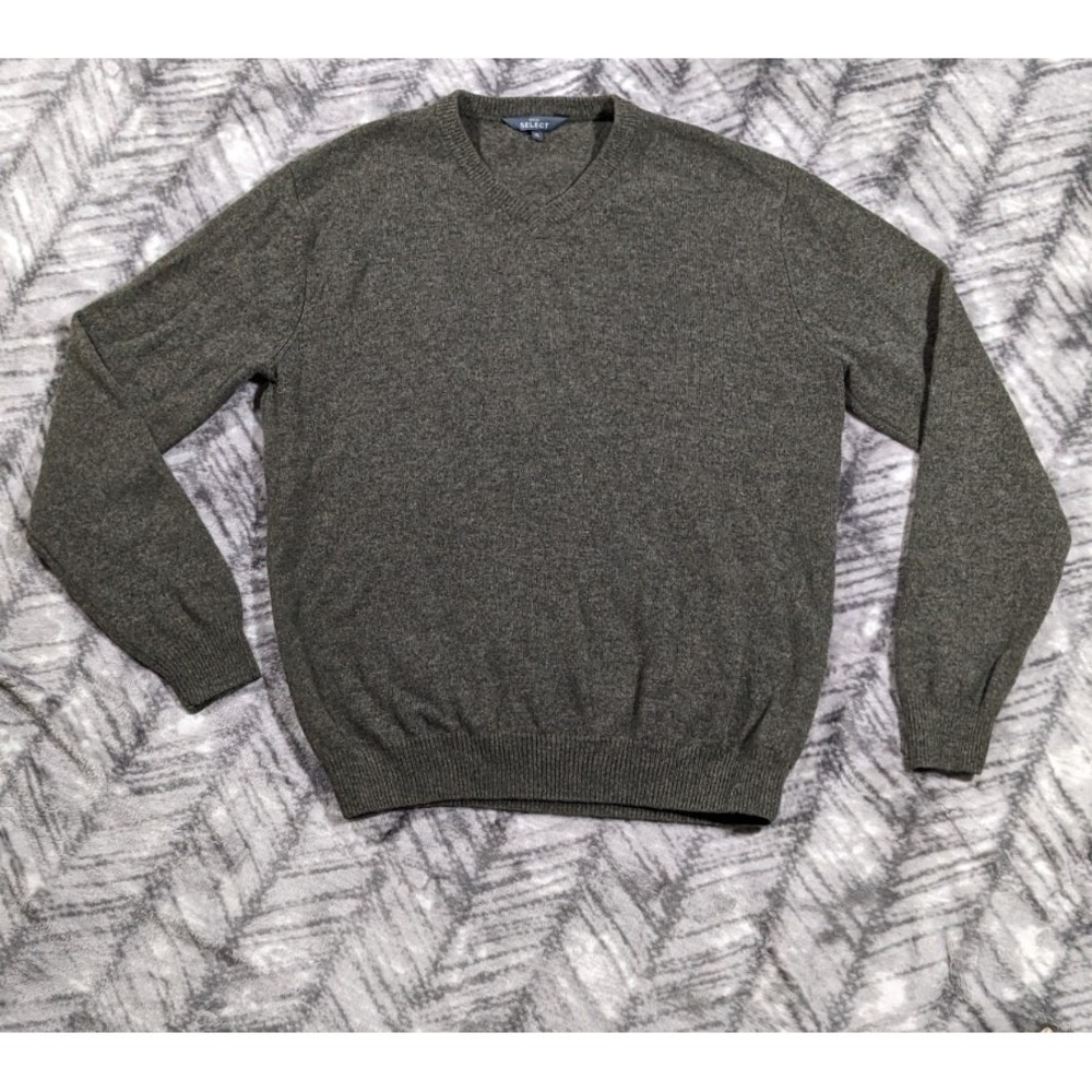 Venezia Basic Select V Neck Long Sleeve Heather Gray Lambs Wool Sweater Men's XL